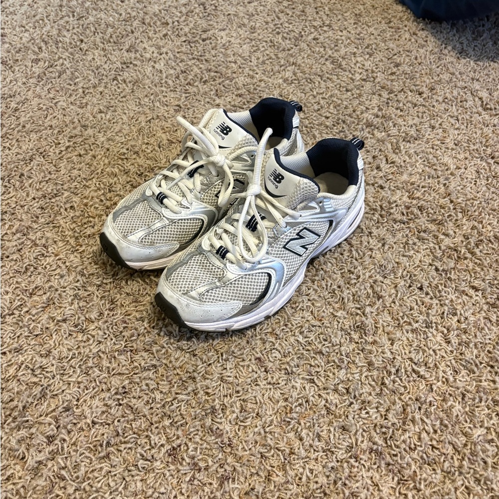 New Balance Metallic Silver and White Running Shoes